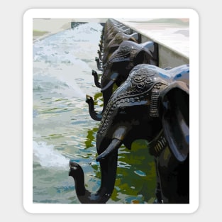 Elephant Fountain Sticker